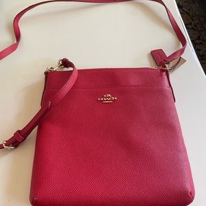 Coach Women’s Crossgrain Leather Crossbody. Color: Candy Apple.